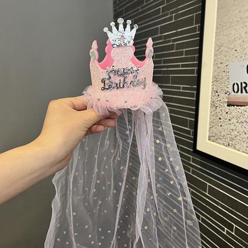 Princess Fairy Rhinestone Headband & Veil Set for Girls - Three-Dimensional Design