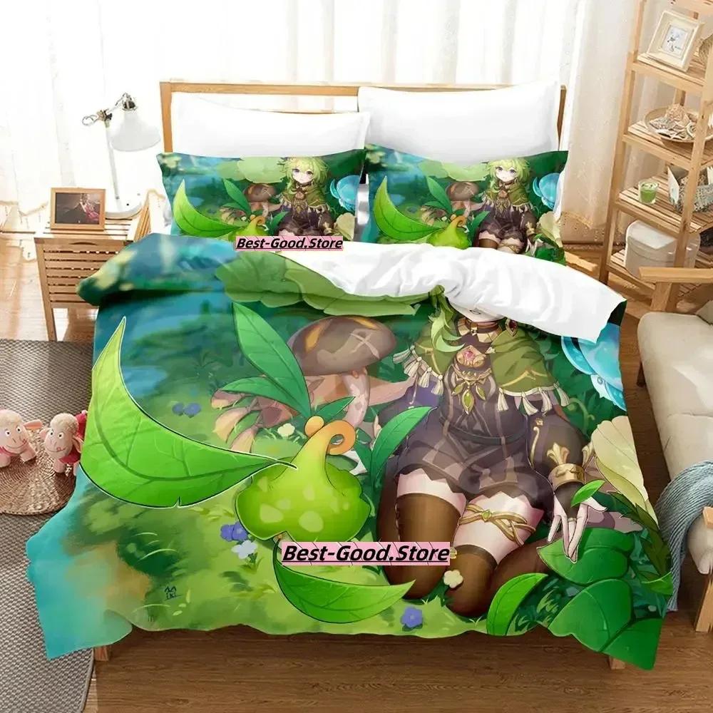 

New Game Collei Genshin Impact Bedding Set Cartoon Anime Three-Piece Set Adult Kid Bedroom Duvetcover Sets 3D Kawaii Girl 70x133cm 2pcs