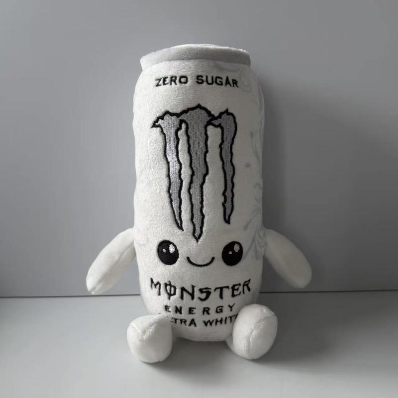 Zero Sugar White Monster Energy Drink Plush Toy Simulation Can Stuffed Doll Cute Soft Figure Decor Gift for Friend Home Ornament