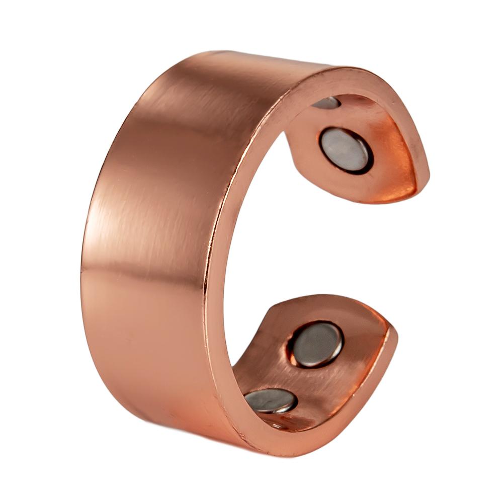 Vinterly Pure Copper Rings Magnetic Health Energy Finger Open Cuff Adjustable Wedding Bands 9.6mm Wide Minimalist Jewelry resizable