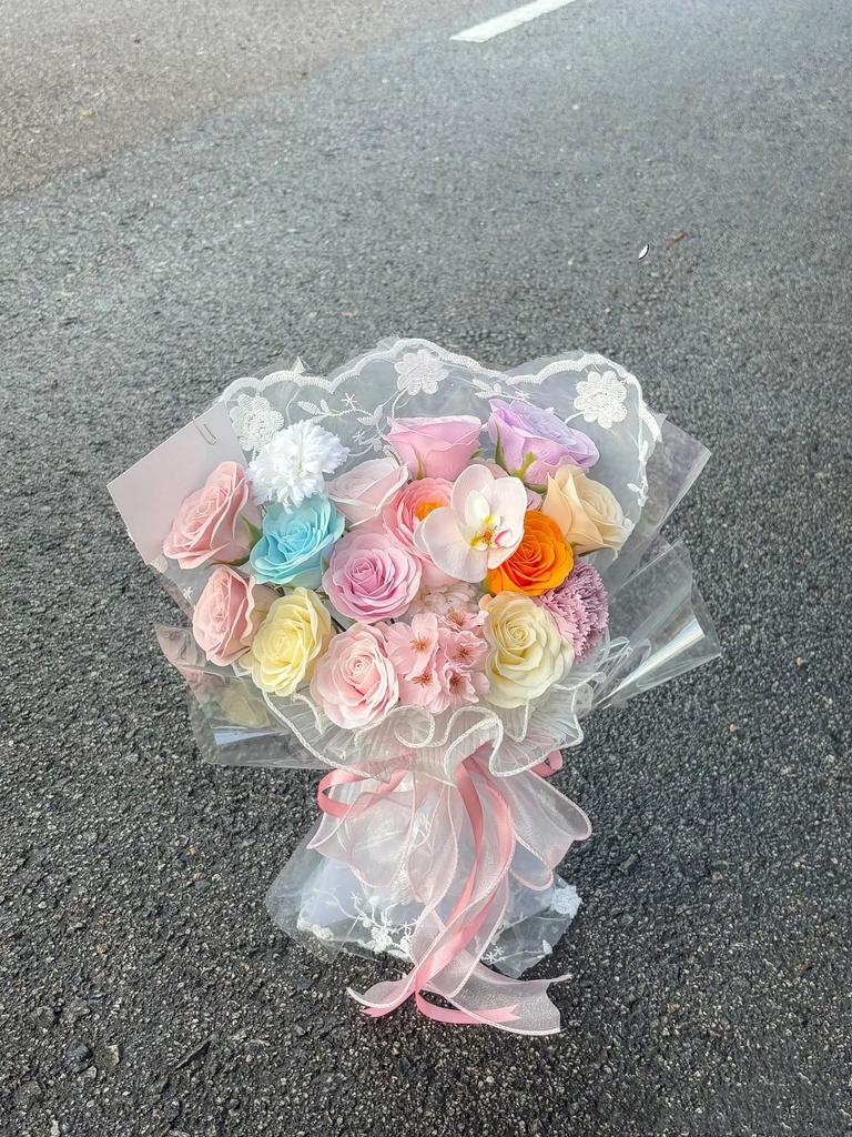 Dopamine Eternal Rose Soap Bouquet - Perfect Gift for Girlfriend or Bestie on Birthday, Valentine's Day, Qixi