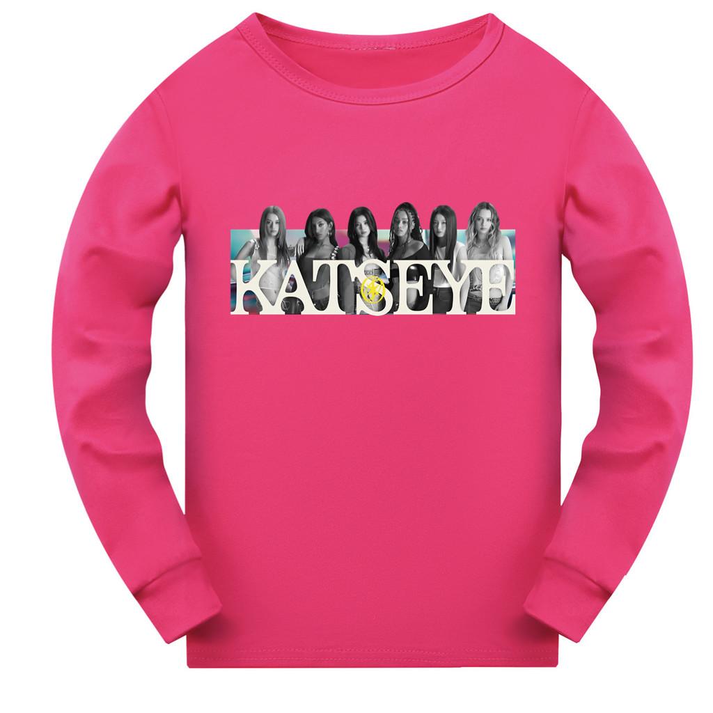 5350 Dětské dívčí tričko s dlouhým rukávem Vzor s potiskem KATSEYE