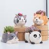 Kreativ Keramisk Tegneserievase Søt Dyr Panda Kaktus Plante Pottet Hagearbeid Ornamenter Keramisk Vase Gave Hjemmedekorasjon