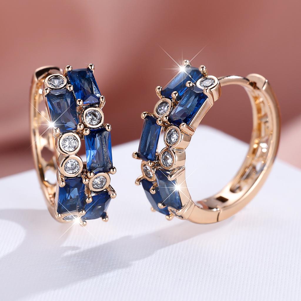 1 Paar goldene Farbe Rechteckschliff Weiß Schwarz Blau Lila Stein Tropfen Ohrringe Baumeln Haken Ohrringe Hochzeit Schmuck Geschenke