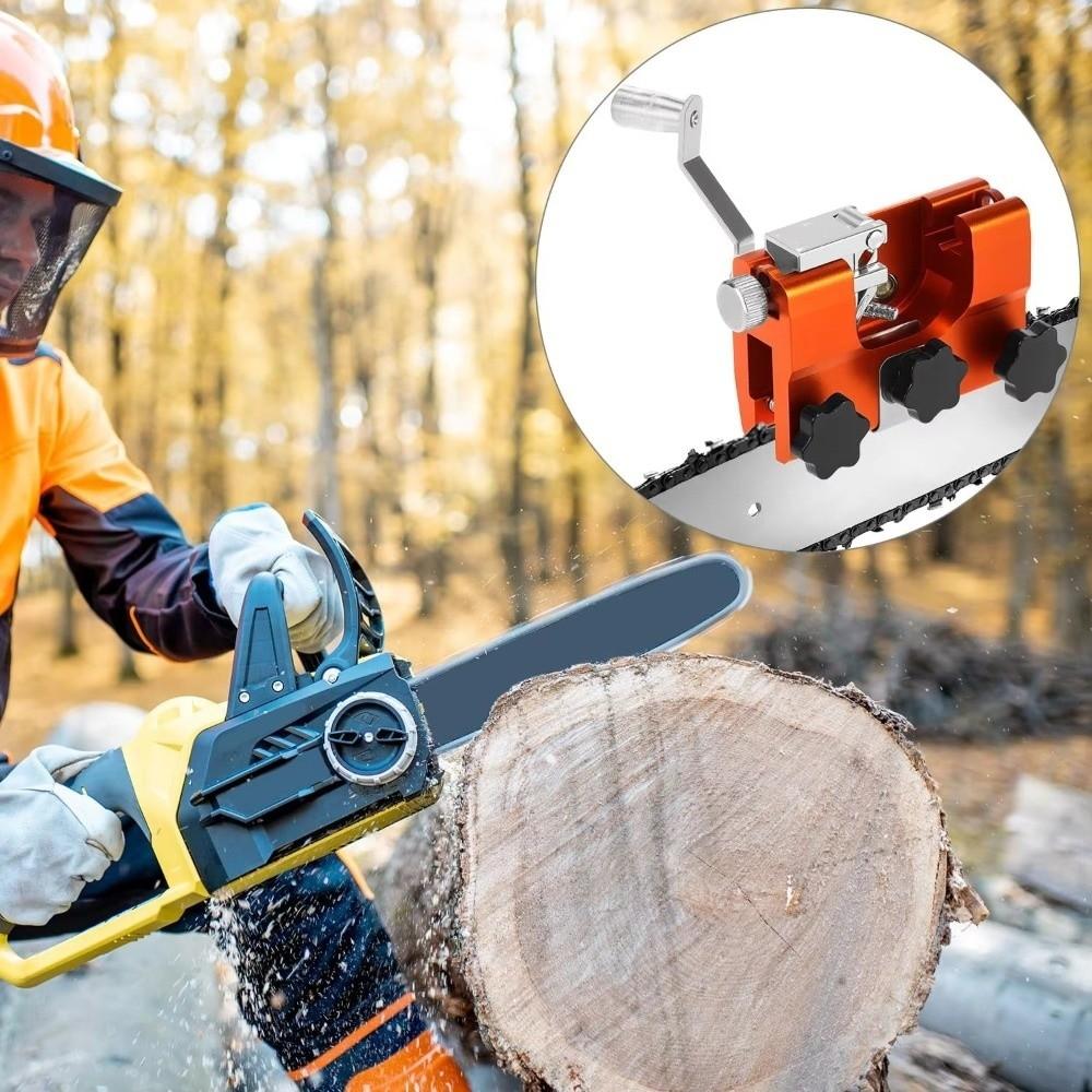 Hand Crank Chain Sharpener Set Multi-Function Chain Clamp Sharpener Handheld Grinding Tool