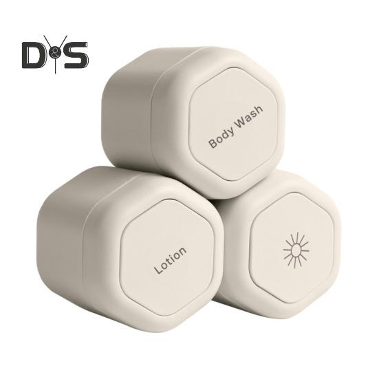 

3 шт. дорожные контейнеры большой емкости, устойчивые к протечкам, легкие портативные магнитные коробки для хранения шампуня и кондиционера бежевый