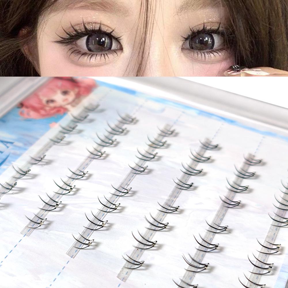 Butterfly Girl Adhesive-Free Sunflower Manga V-Shape Natural False Eyelashes for Halloween Cosplay