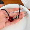 Korean Velvet Small Round Flower Beaded Necklace Niche High Sense Collarbone Chain Temperament Sweater Chain Internet Celebrity Accessories Neck Chain