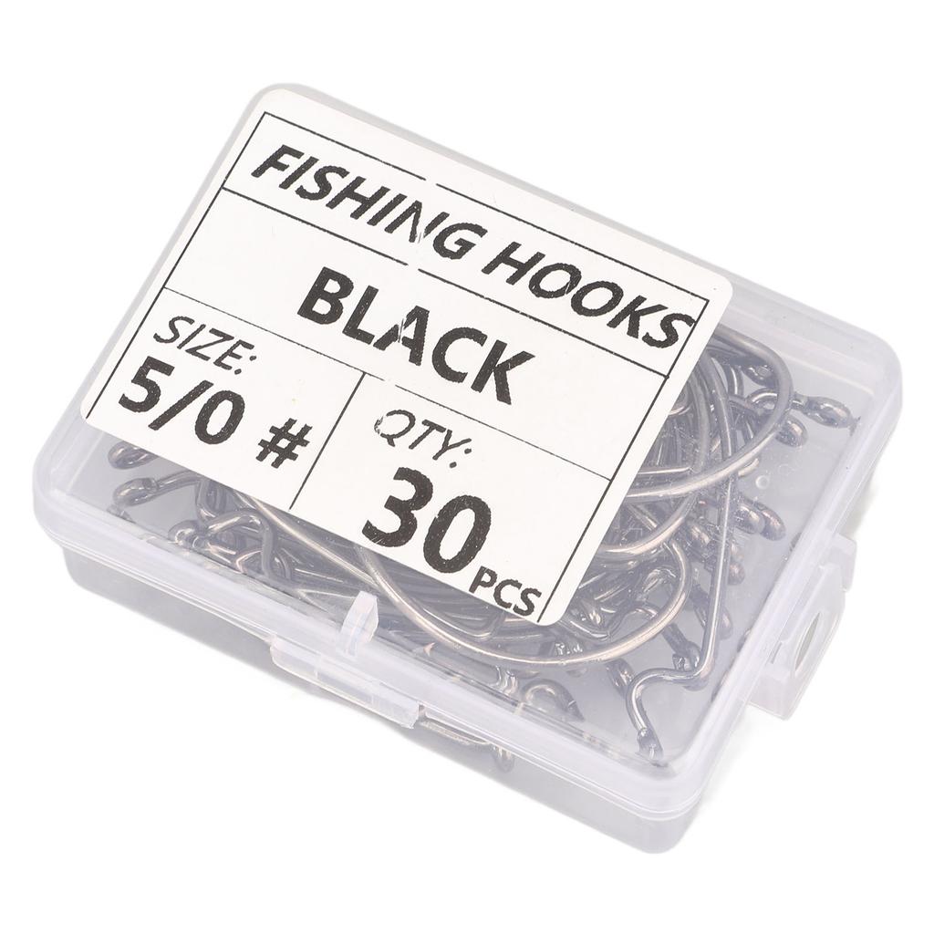 30Pcs Stainless Steel Fishing Hook Long Shank Fishing J Hooks Kit for Freshwater Saltwater
