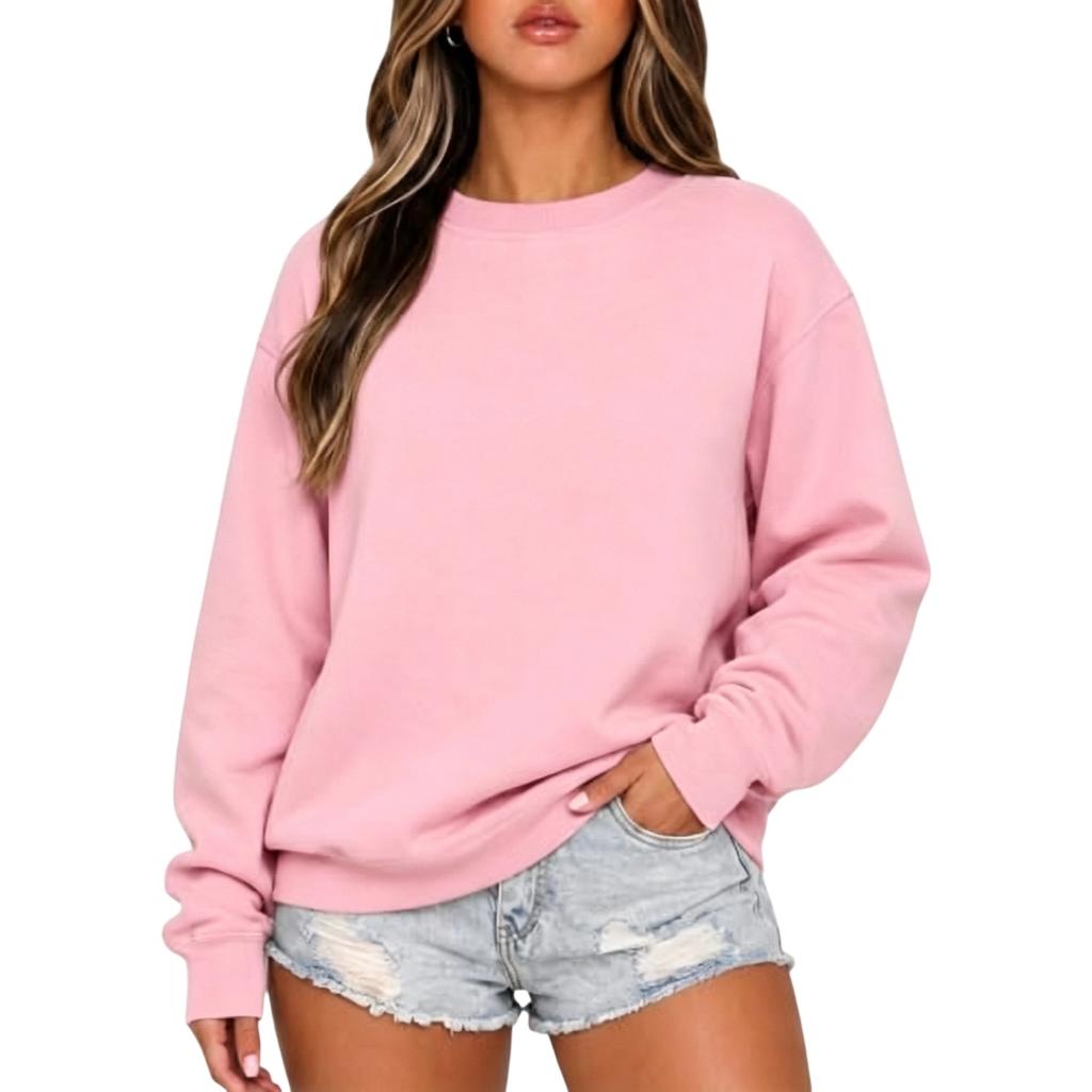 Women's Casual Comfortable Neck Long Sleeve Color Loose Fit Sweatshirt