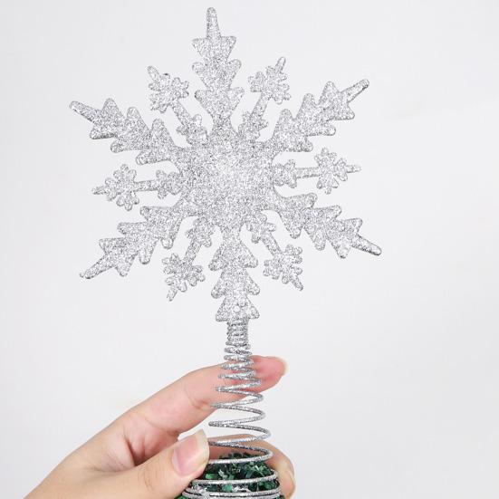 Snowflake Tree Topper Gold Red Glittered Iron Star for Christmas Tree Easy Installation Festive Decoration for Holiday Parties