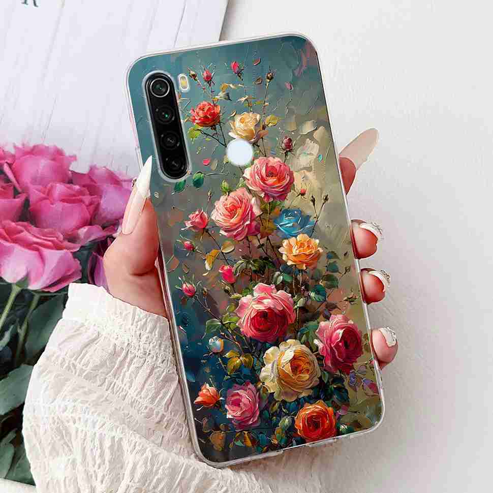 For Xiaomi Redmi Note 8 Case Vintage Dragon Luxury Flower Soft Silicone TPU Cover For Redmi Note8 Note 8T Phone Cases Shockproof