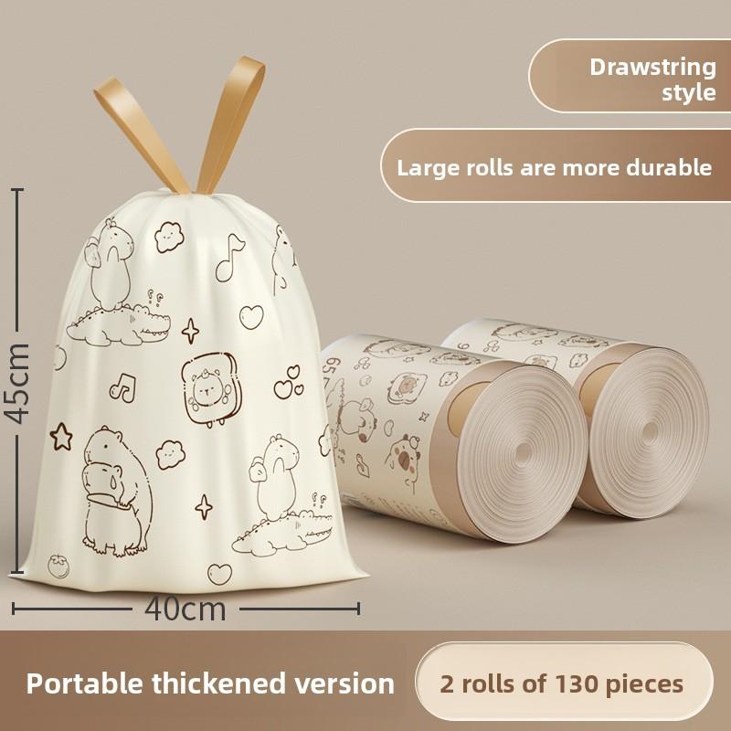 Cartoon Capybara Drawstring Trash Bags For Home Use With Thick Pe Material For Kitchen Cleanup