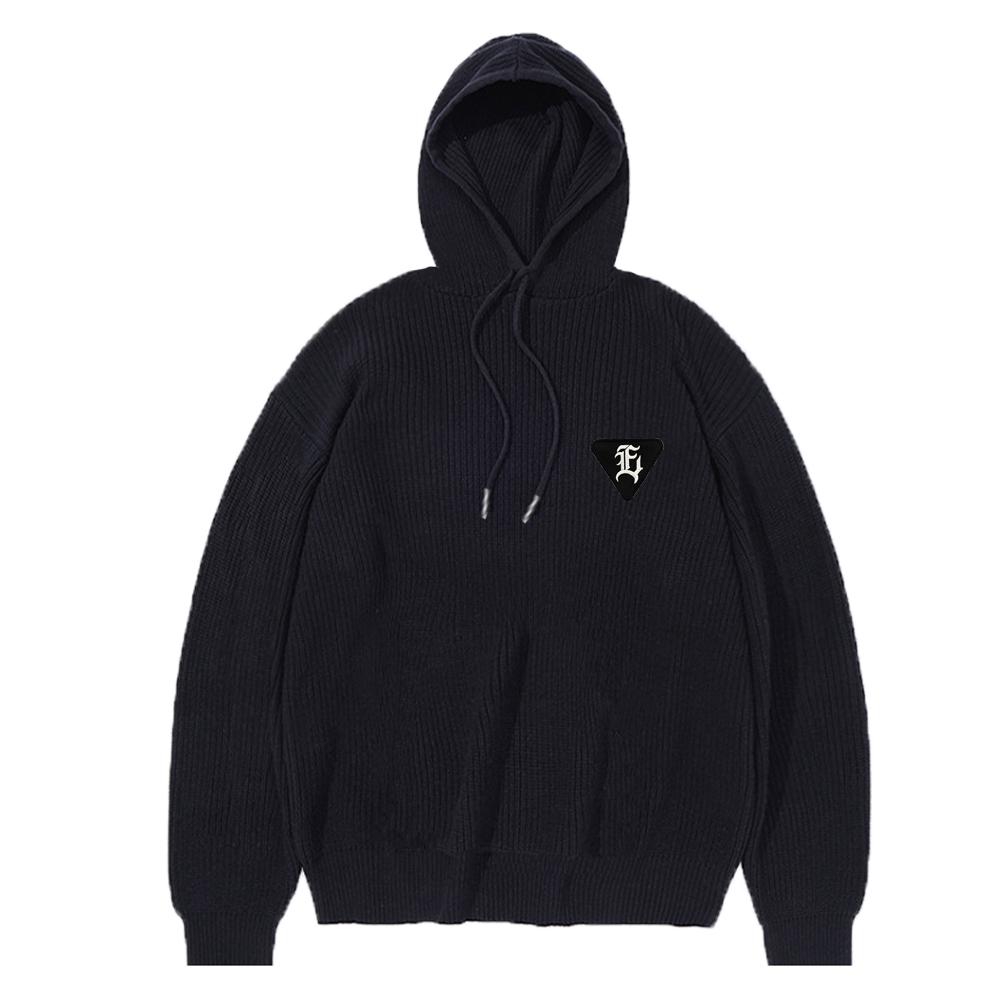 Eight Volume Ev E Patch Hazzi Knit Oversized Hoodie (Black) Black/One Size