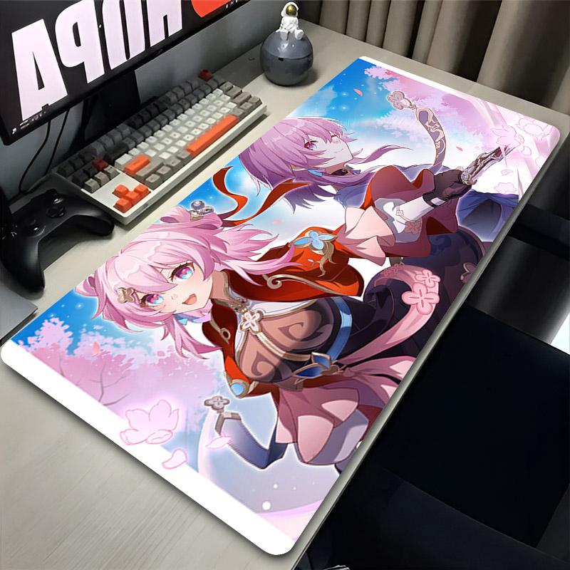 Laptop Mouse Pad Honkai Star Rail March th Anime Girl Pink Mousepad Keyboard Gamer Accessories Large Mouse Mat Office Desk Mat