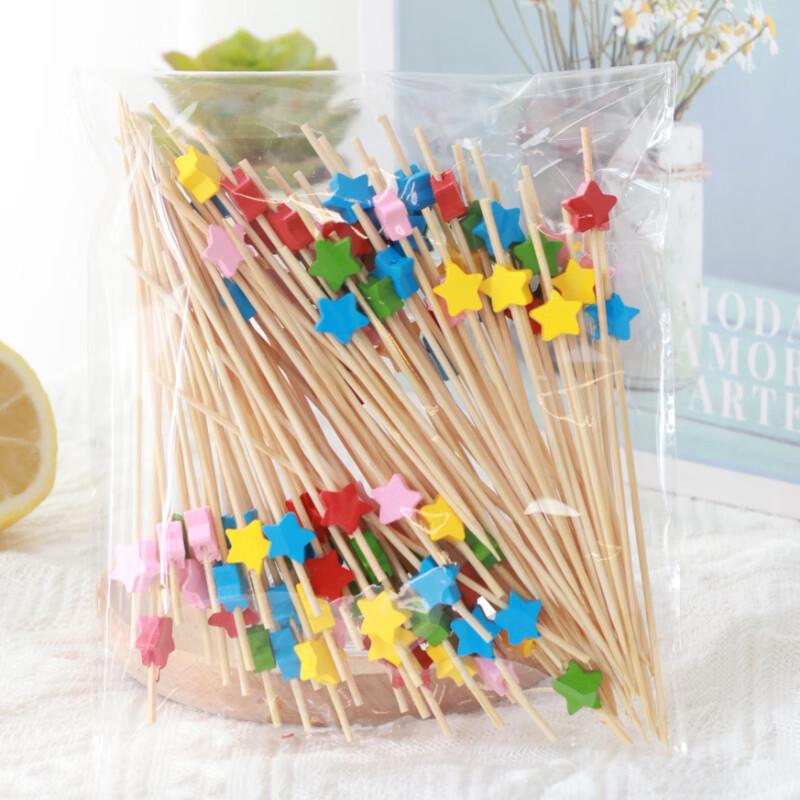 ZISIZ Colorful Star Bamboo Cocktail & Fruit Picks
