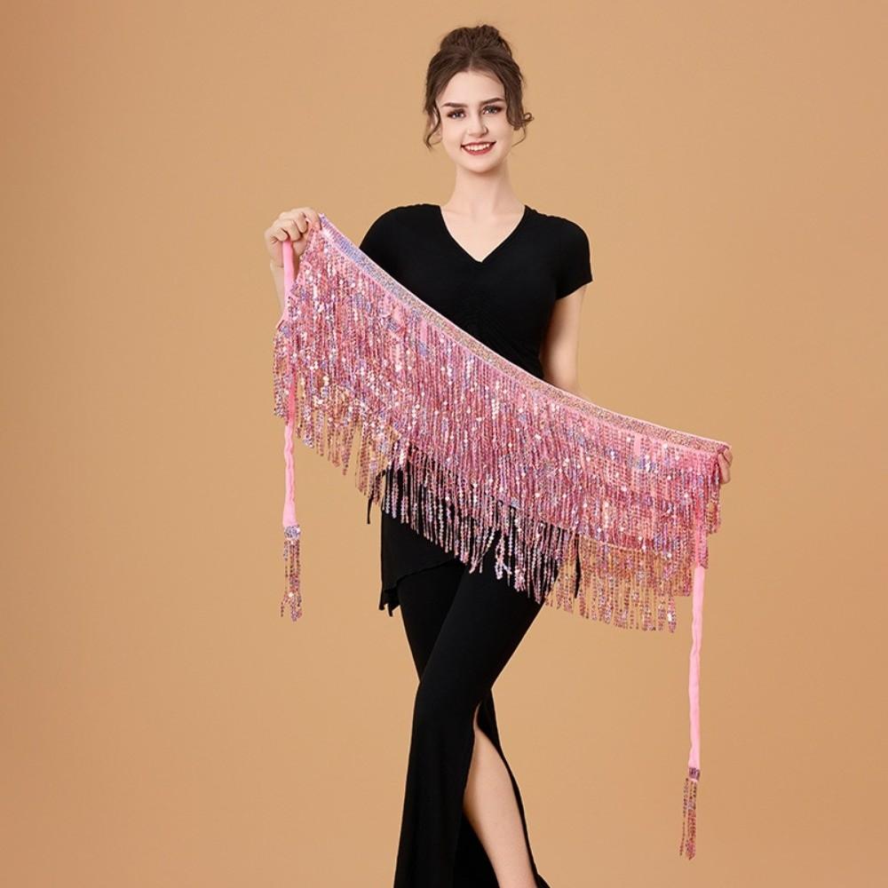 Shiny Sequin Hipscarf 4-Row Dance Wrap-skirt Fringe Hipwrap Belly Dance Belt  Dancer