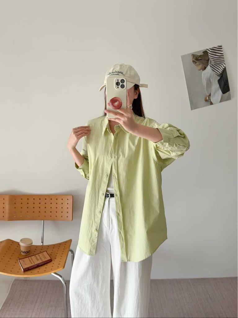 Women's Stylish Summer Long-Sleeve Buttoned Waist-Cinched Top Shirt