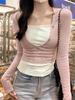 Girl T Shirt Oversize Cotton Blend With Embroidery And Button Details For Spring Fashion