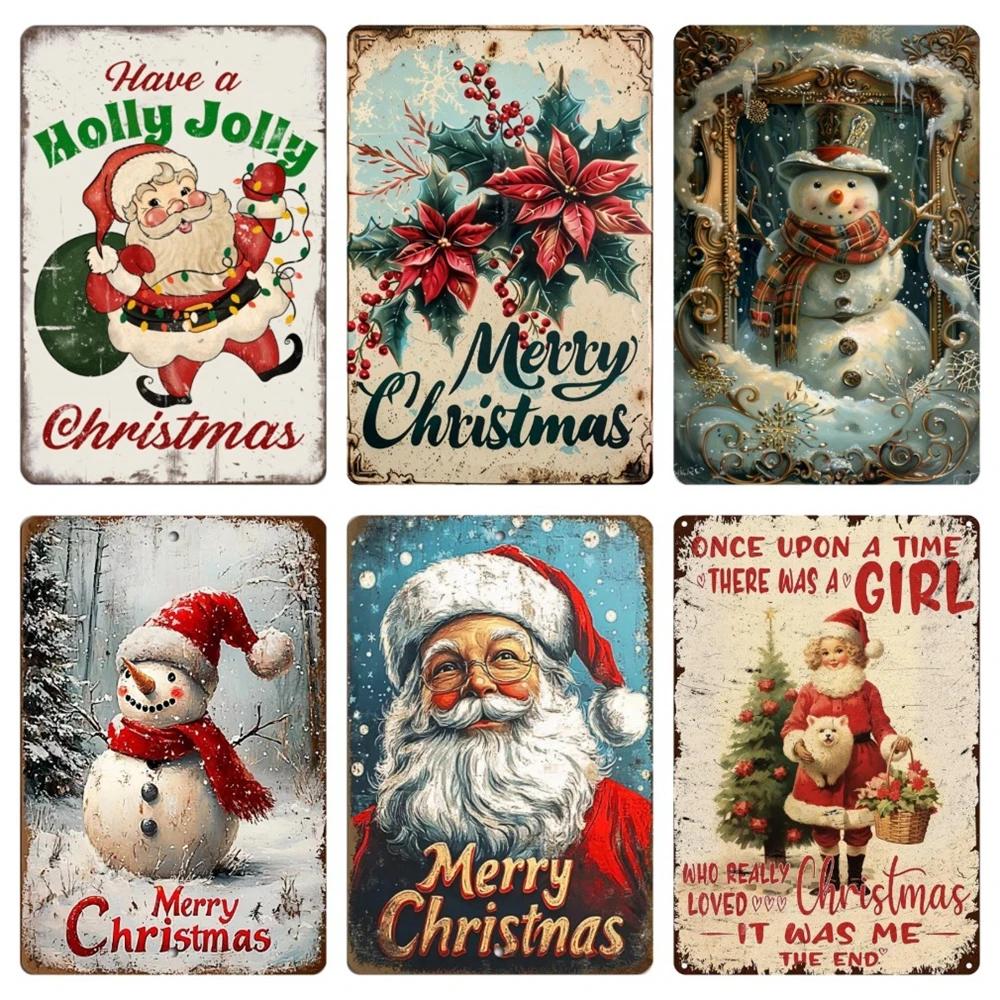 Vintage Merry Christmas Metal Tin Sign, Retro What A Wonderful World Girl, Wall Poster Jingling Bell, Home Decoration, WY297