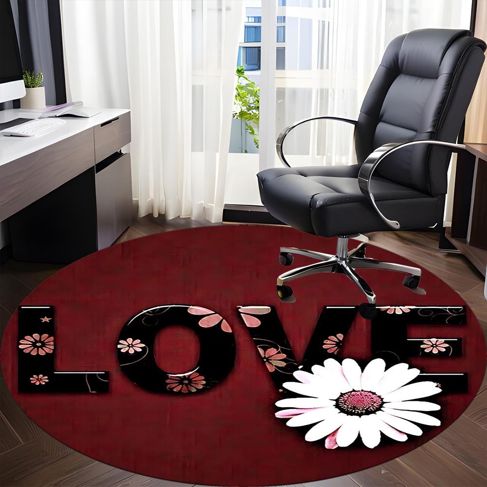 1pc Love Flowers Chair Carpet for Office - Durable, Ideal for Chair Mats, Stylish & Functional Decorative Rug yy260130074