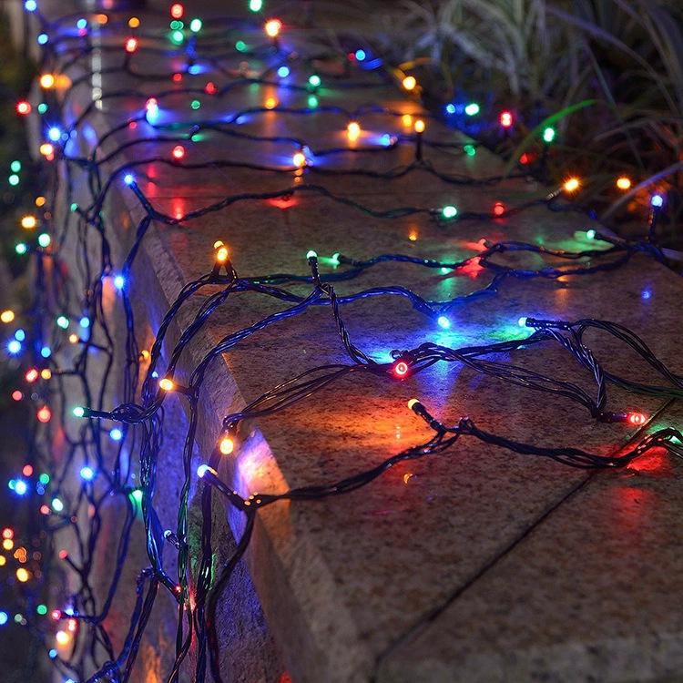 Solar Copper Wire String Lights - Outdoor Green, 8-Function LED for Camping