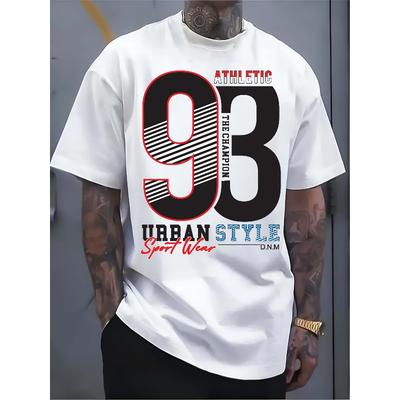 Europäische Größe Herren Rein - Polyester Weiß T-Shirt: SportStyle 98: Athletisches Grafik-T-Shirt für Herren