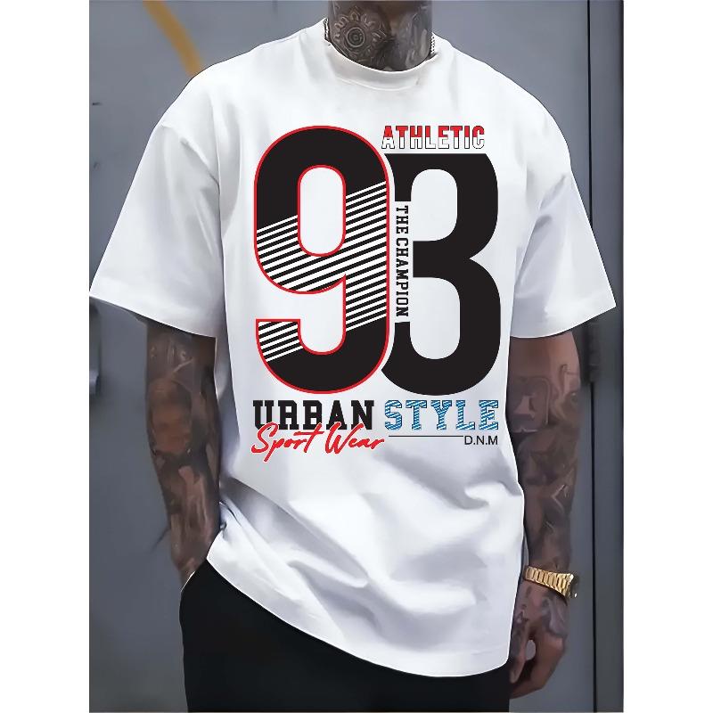 

European Size Men s Pure - Polyester White T - shirt: SportStyle 98: Men s Athletic Graphic Tee 4XL