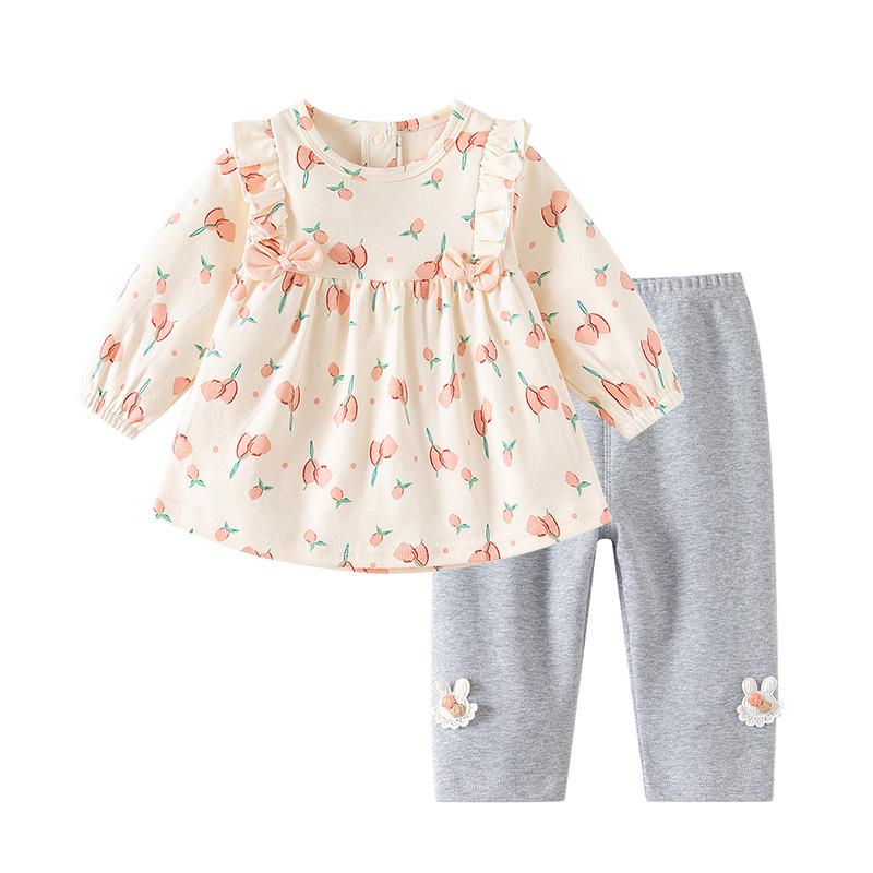 

Милый хлопковый комплект-двойка для маленькой девочки на весну и осень 110 cm