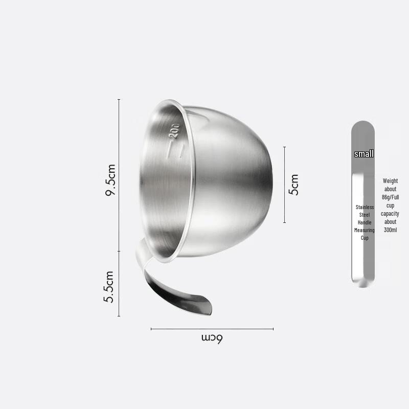 Wutuo 10cm Edelstahl-Messbecher mit Griff, 2er-Pack