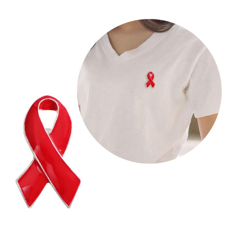 Czerwona Wstążka Broszka Emaliowane Przypinki Biżuteria Świadomość HIV AIDS Nadzieja Przypinka do Klapy Guziki Odznaki Biżuteria Akcesoria Odzieżowe