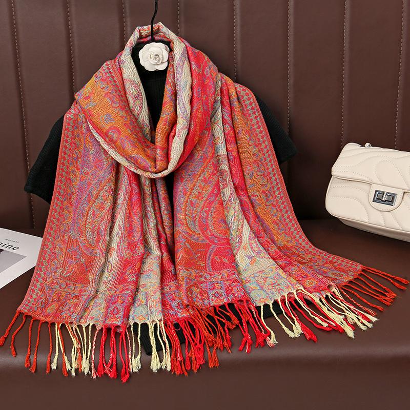 Luxury Brand Winter Cashmere Pashmina Shawl Lady Wrap Warm Autumn Scarves Design Print Female Foulard Cotton Stoles Scarf