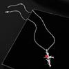 Punk Gothic Red Rose Vine Cross Pendant Necklace for Women Men Vintage Rock Cool Silver Color Cross Chain Party Jewelry Gifts