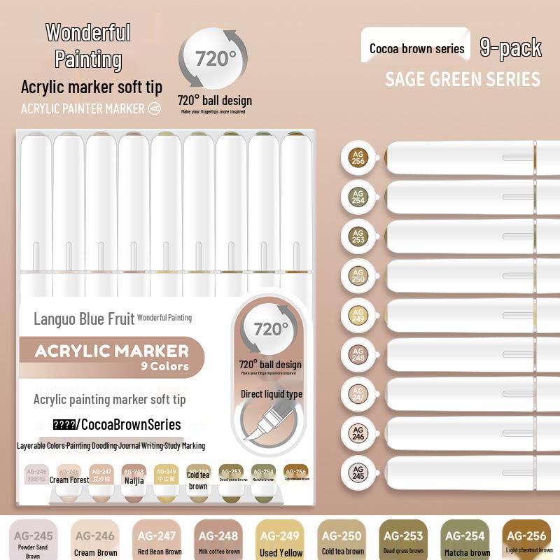 Blue Fruit Direct Liquid Acrylic Marker Pen for Kids - Large Capacity Soft Tip for Watercolor Painting