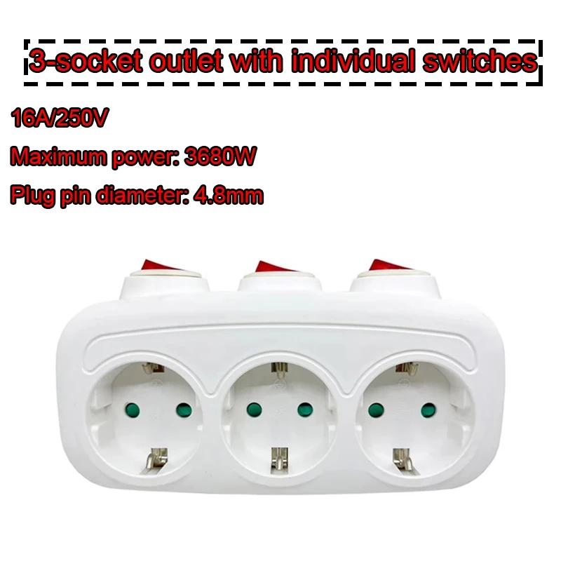 EU Power Socket European Standard Converter Extension Power Socket 2-Pin Plug Spain Germany AC Converter Adapter For Home Use