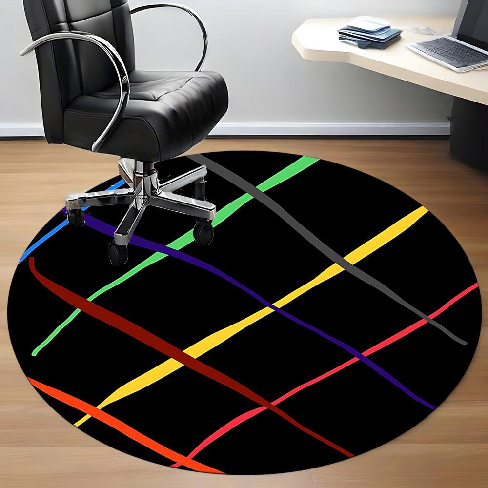 1pc Abstract Pattern Carpet, Round Non Slip Durable Large Size Office Carpet, Suitable for Office