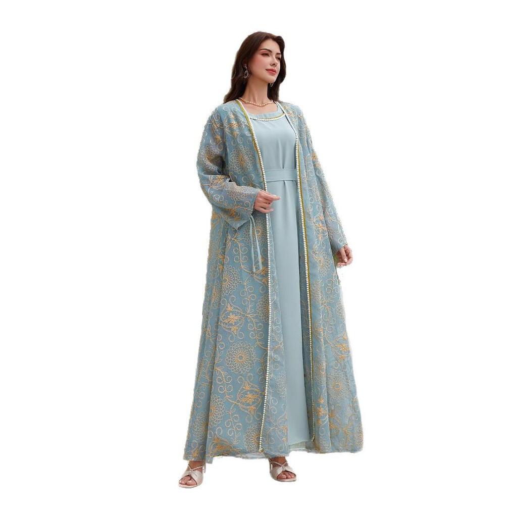 NC45 Women's Muslim Dress - Two-Piece Robe Set | Middle Eastern Style, Saudi Arabia & Dubai Inspired Jalabiya
