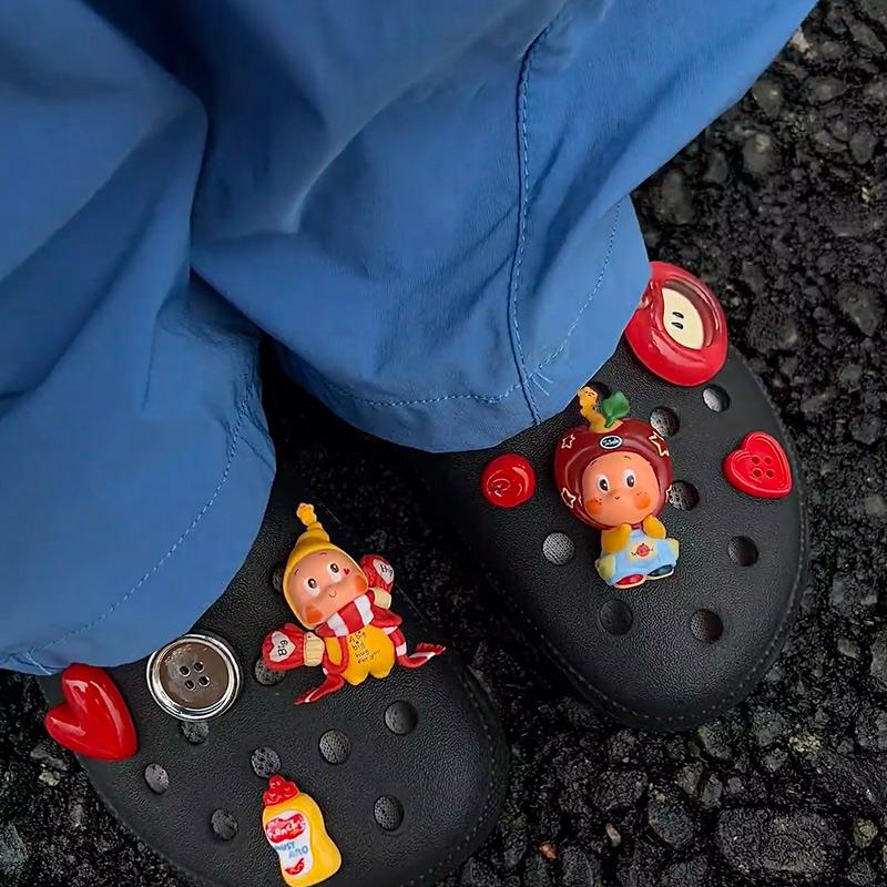 8PCS Fashion Shoe Charms Set Accessories Hole Shoe Buckle Cute Cartoon Animal Fruit DIY 3D Shoes Decorations Kids Party Gift