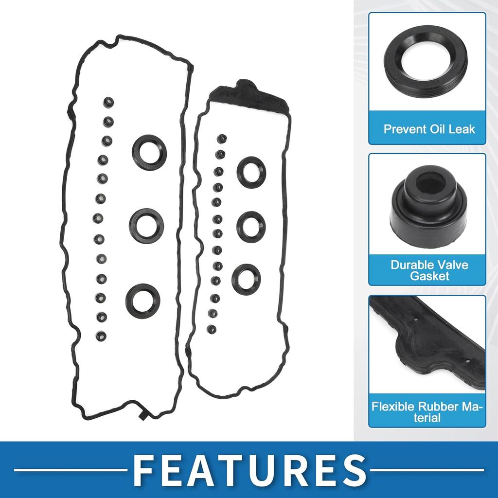 Valve Cover Gasket No.VS50808R/12595107/12607401 Cylinder Head Valve Seal Gasket for Chevrolet Camaro 2010-2015 Black 1 Set