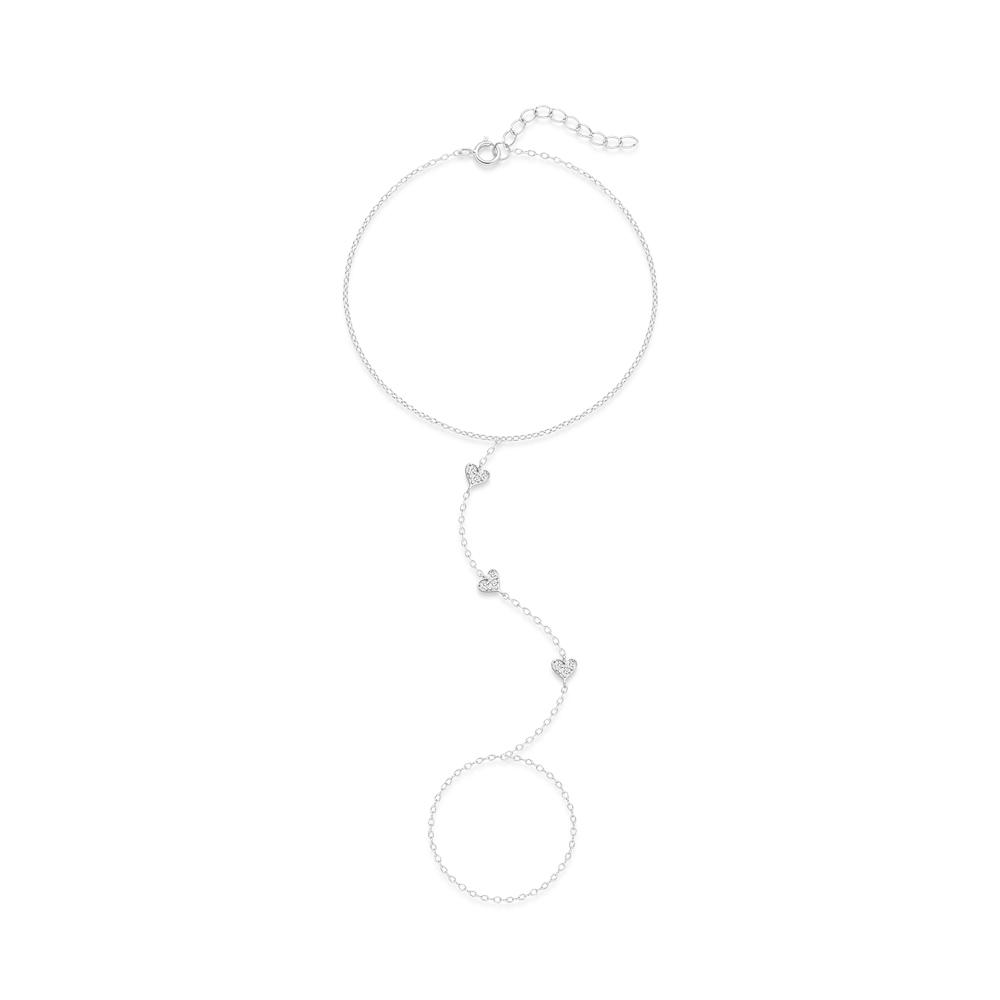 CANNER Anneau de doigt Bracelet chaîne Fleur Trèfle Zircone Cubique Argent 925 Pour Femmes Chaîne de main Ins Bijoux Oeil de cheval Cadeau de fête