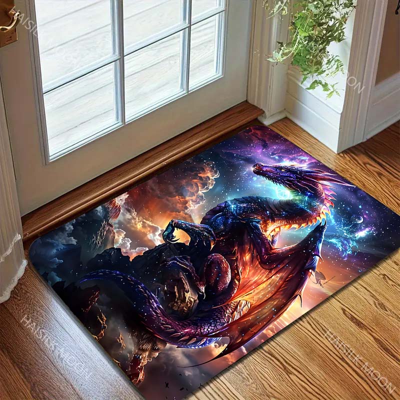 Multiple sizes Dragon soaring in the cosmos Print Carpet Rug for Living Room Bedroom Sofa Doormat Home Decor Non-slip Floor Mat