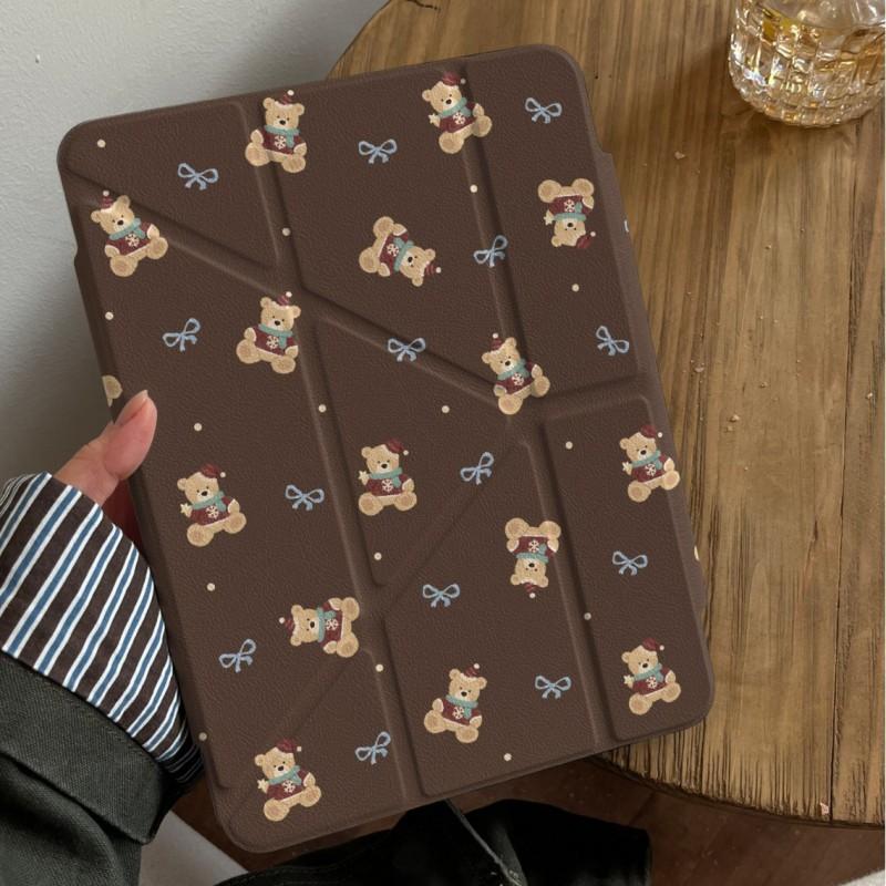 Cartoon Bear Bow Case IPad Air Pro Mini 10th Gen With Stand Sleep Function TPU Hard Shell Side Magnetic Detachable