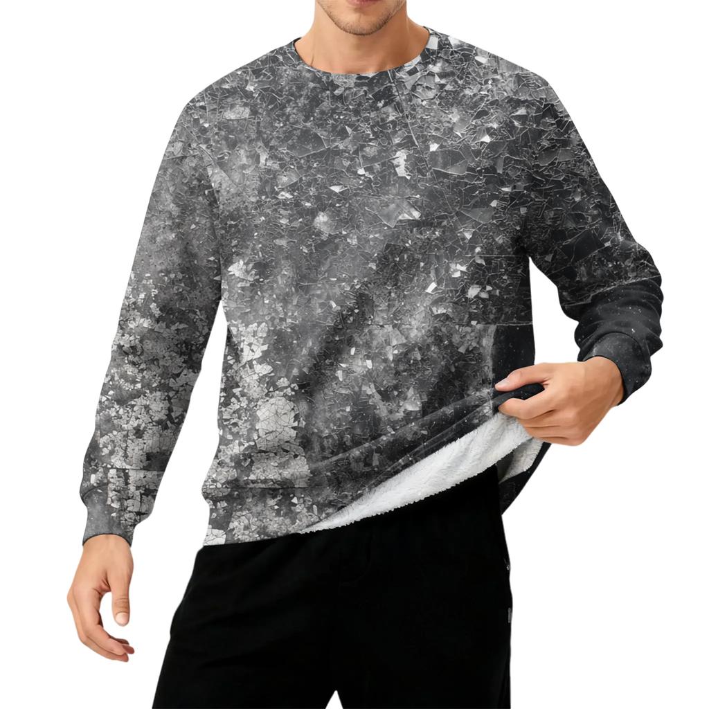 Men's Round Neck Fleece-Lined Thick Warm Sweatshirt