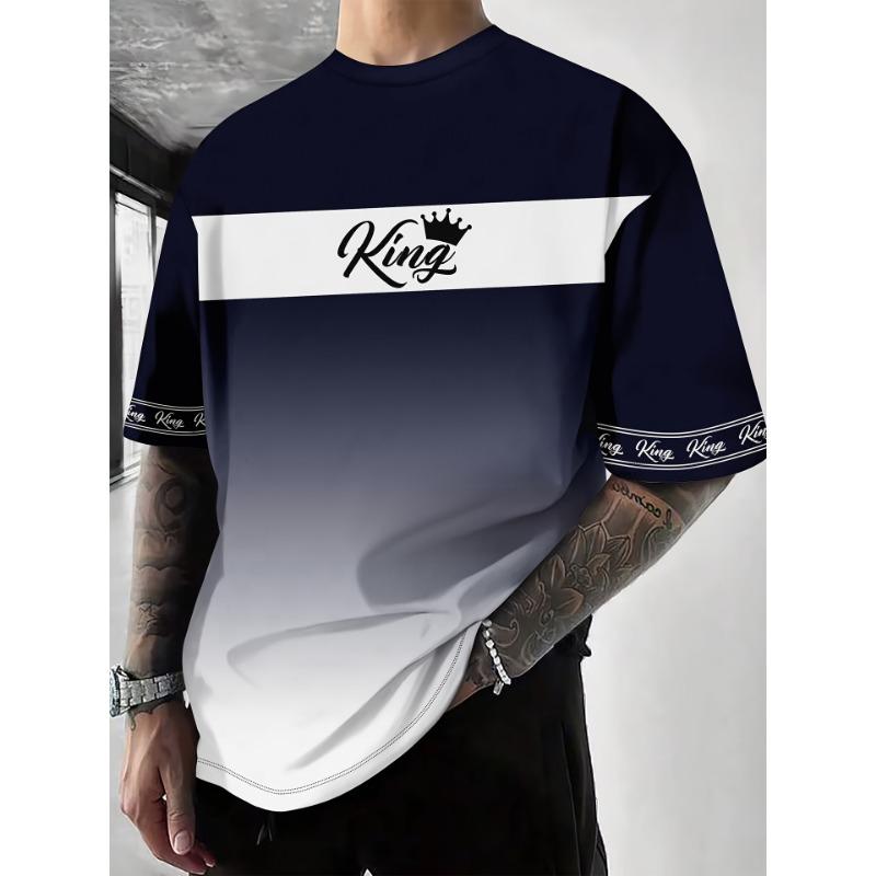 

Men s Digital Printed Letter European and American Casual Fashion New T-shirt XS