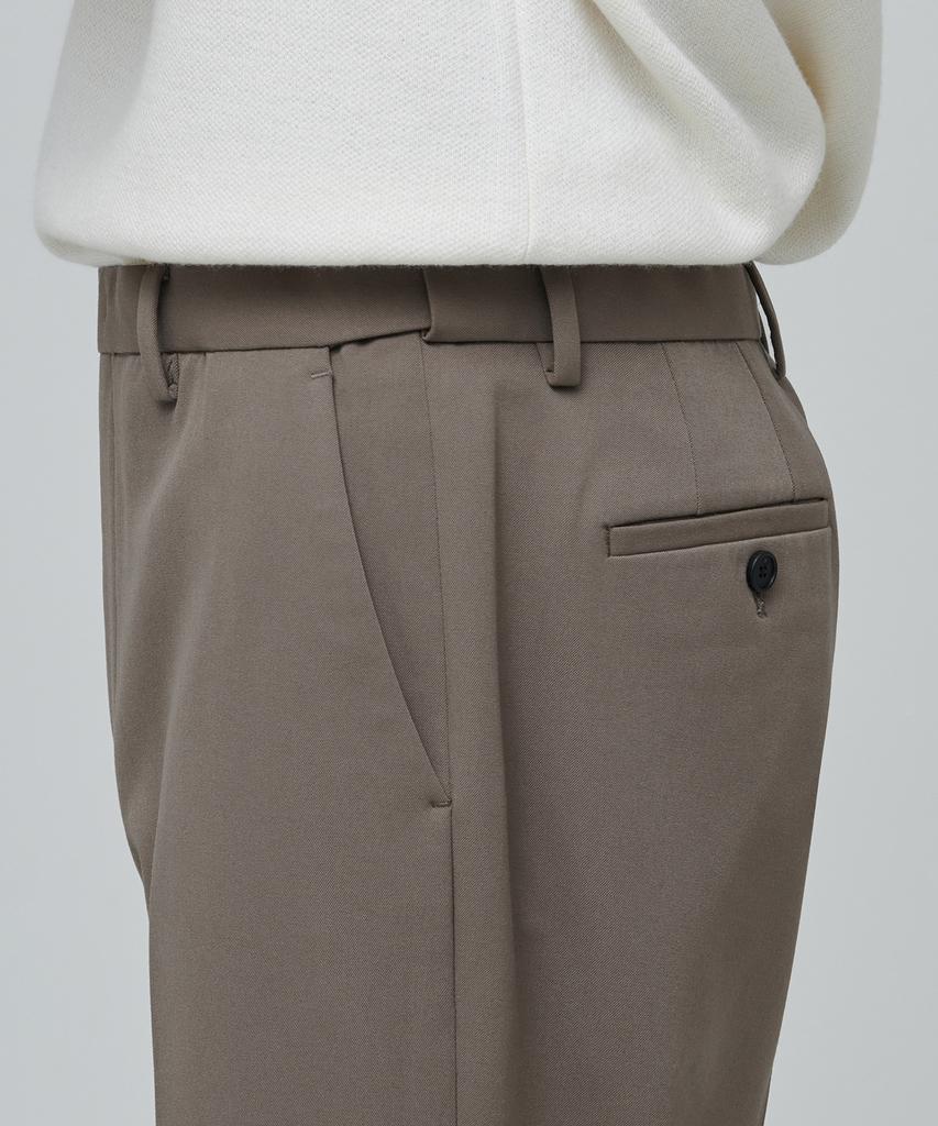 Musinsa Standard Heavyweight Fleece-Lined Wide Hidden Elastic Waist Slacks [Dusty Beige]
