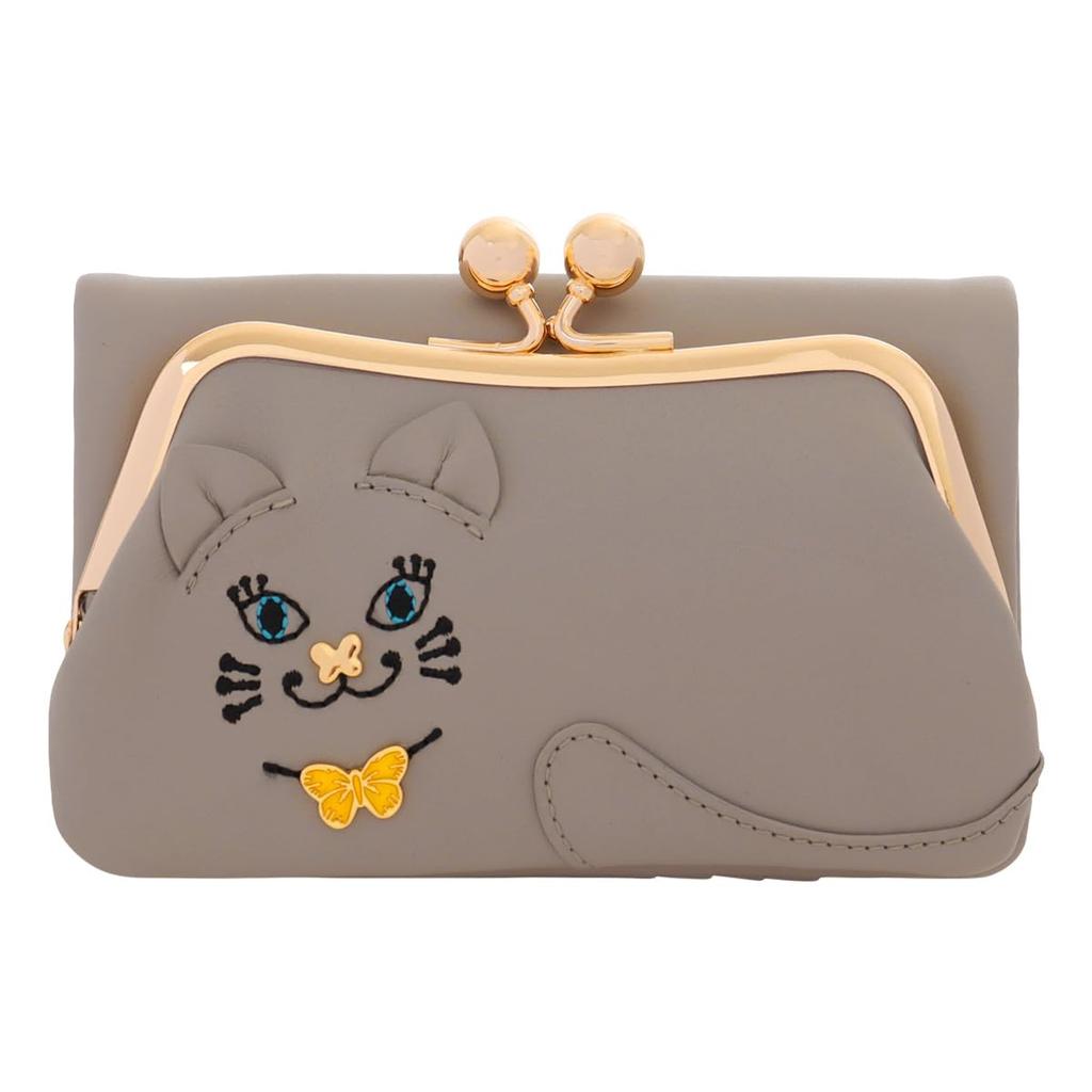 ANNASUI Women's Titi Soft Bifold Wallet with Clasp Closure, Gray, 318081. This cute mini wallet features a cat design.