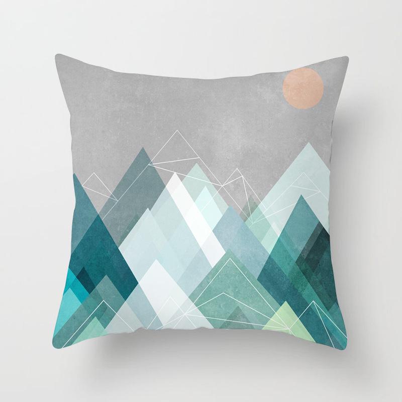 Simple Abstract Geometric Art Peach Leather Velvet Pillow, Fashionable and Comfortable Home Sofa Waist Cushion Pillow Cover