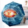 1 ks Pevný automatický deštník s 8 žebry, Deštník Manchester United Manchester City, Digitálně potištěný, Skládací deštník pro použití na cestách venku