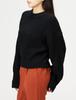 Freeze Mart Short Crew Neck Ribbed Knit FR Women's Sweater, Black,