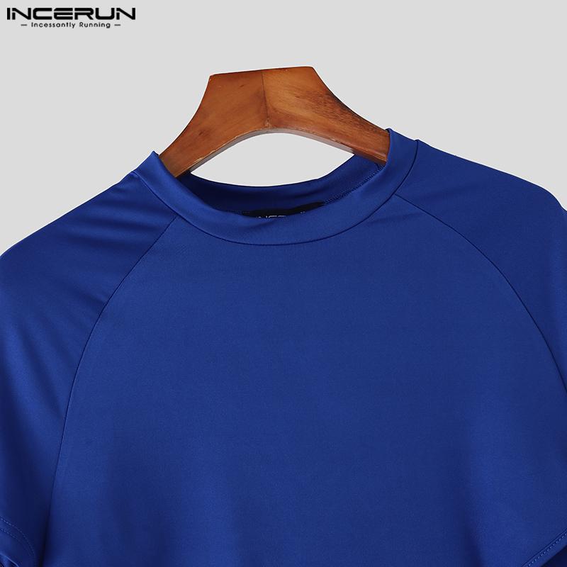 INCERUN Men Short Sleeve Hollow Bandage Fitted Jumpsuits Romper Homewear